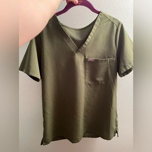Barely worn figs olive green scrub top-size medium